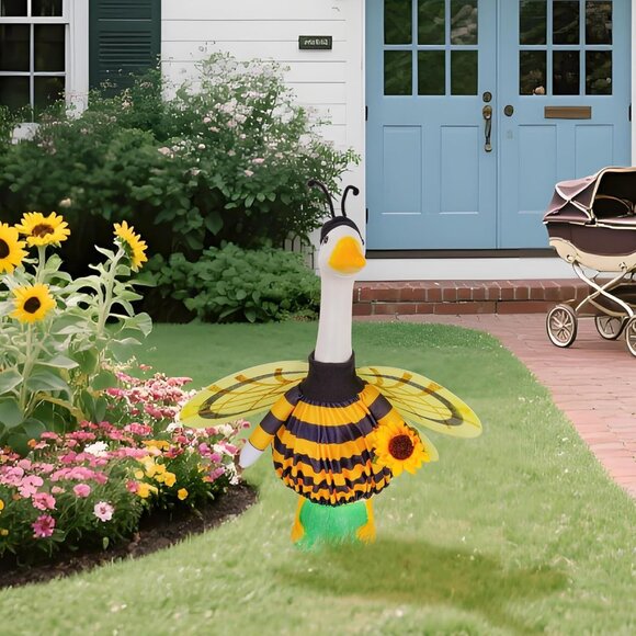 2Pcs Cute Yellow Bee Costume Set 23"/ 17"Porch Goose Fall Outfit for Theme Party - Picture 5 of 7
